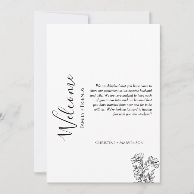 Convite Boas-vindas ao casamento moderno e fim de semana i (Frente)