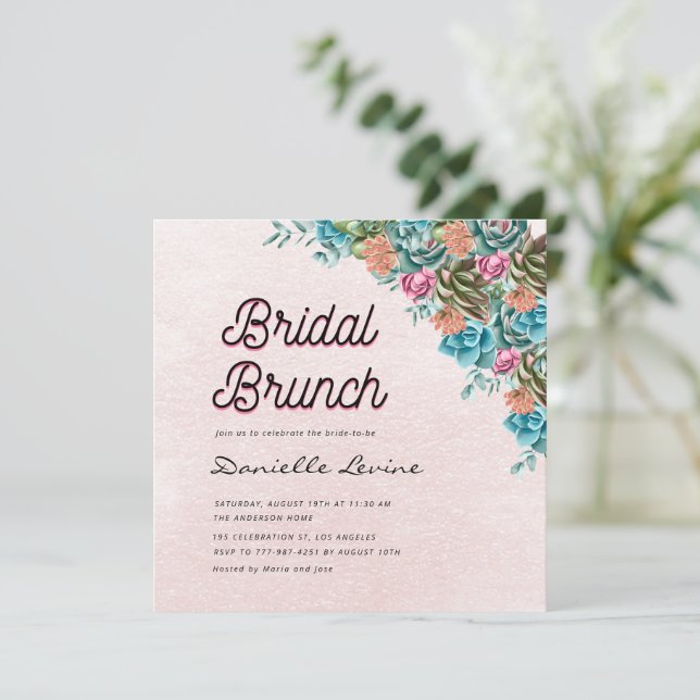 Convite Boas-vindas ao Chá de fraldas de Verão com Sucultu (Em pé/Frente)