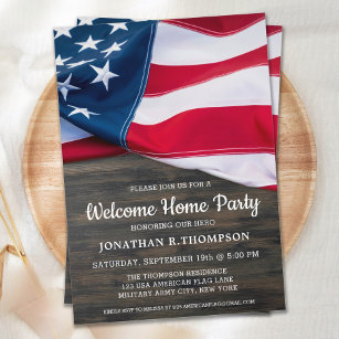 Convite Boas-vindas ao lar americano Bandeira Americana Pa