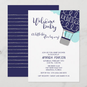 Convite Boas-vindas Bebê Chá de fraldas Balão de Ar Que