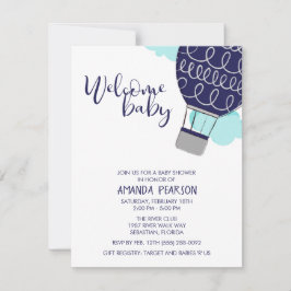 Convite Boas-vindas Bebê Chá de fraldas Balão de Ar Quente