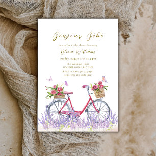 Convite Boas-vindas Bebê Rosa Lavanda Bicicleta Chás de Be