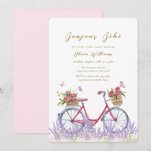 Convite Boas-vindas Bebê Rosa Lavanda Bicicleta Chás de Be
