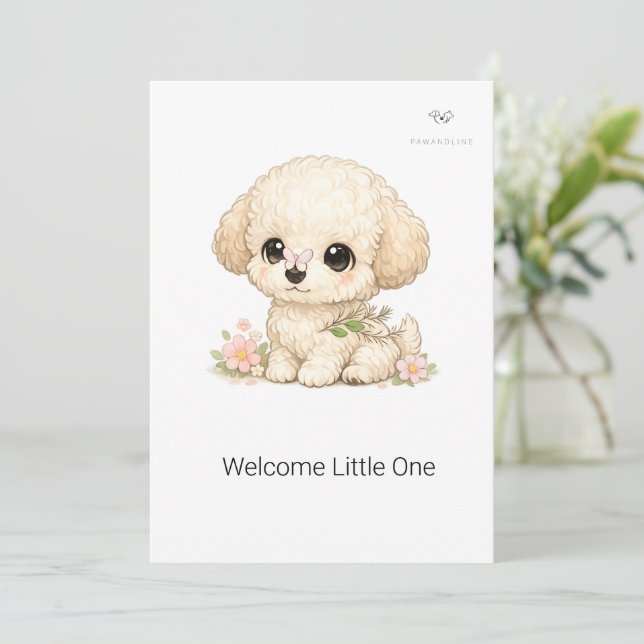 Convite Boas-vindas Pequeno(a) Chibi Brinquedo Poodle Bati (Em pé/Frente)
