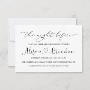 Convite Boas-vindas Preto e Branco para a Noite Anterior