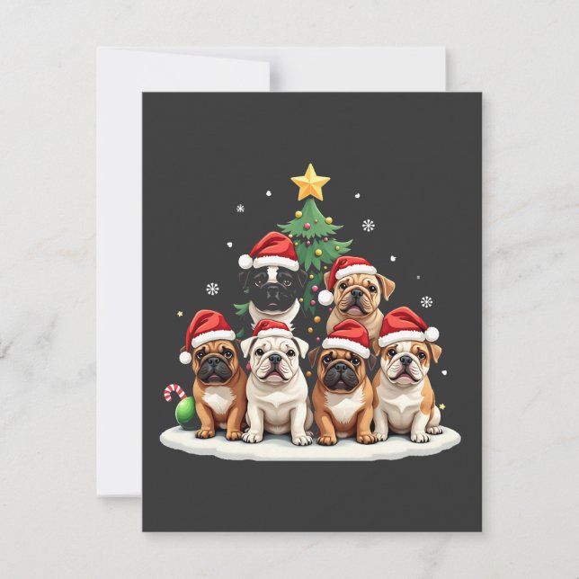 Convite Boate de Natal Árvore Santa Hat Puppy Amantes (Frente)