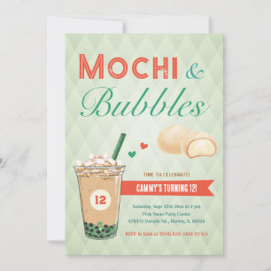 Convite Boba Bubble Tea Mochi Crianças Doces Adolescentes