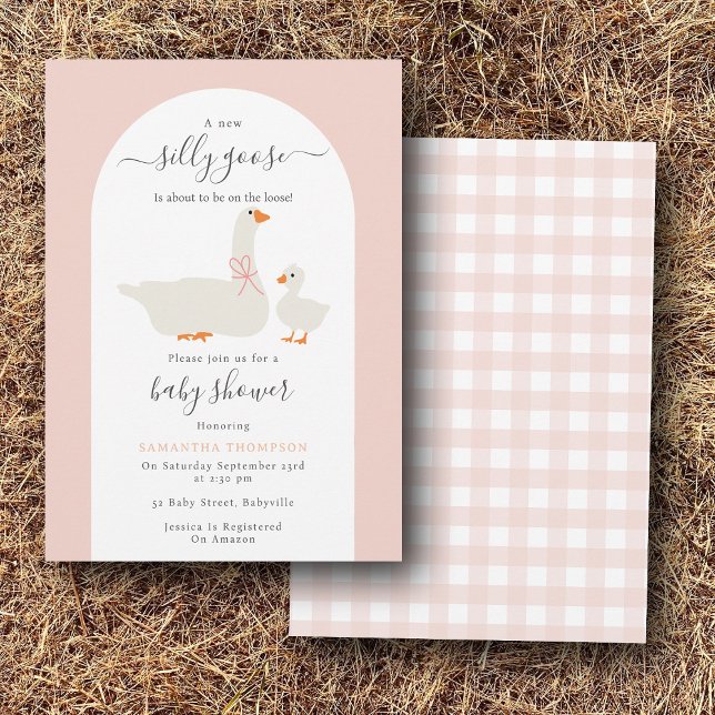 Convite Bobo de menina ganha no Chá de fraldas de perda (Baby Girl Silly Goose on the Loss Baby Shower Invitation)