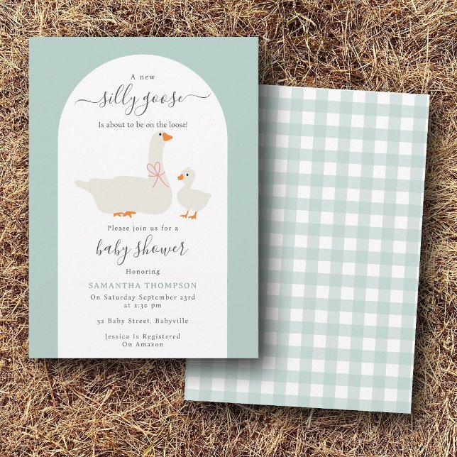Convite Bobo do Bebê ganha no Chá de fraldas de Perda (Baby Boy Silly Goose on the Loss Baby Shower Invitation)