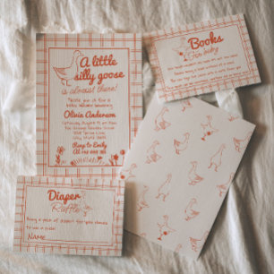 Convite Bobo Ganso Mão Desenhado Sexo Neutro Chá de fralda