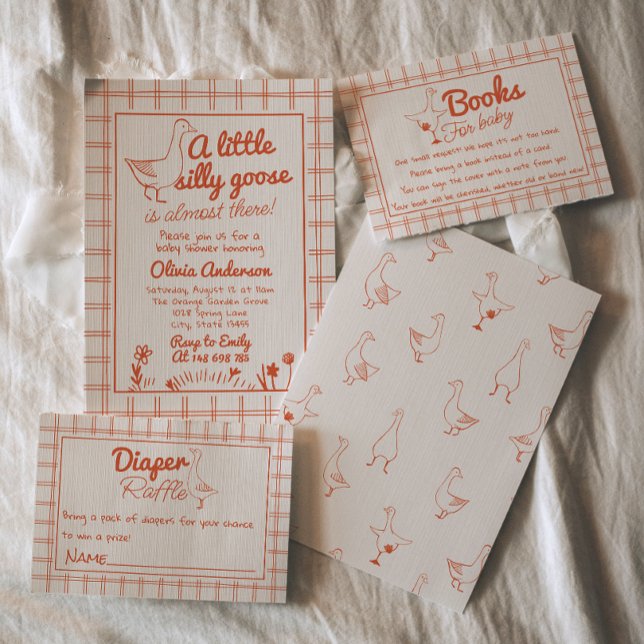 Convite Bobo Ganso Mão Desenhado Sexo Neutro Chá de fralda (Criador carregado)