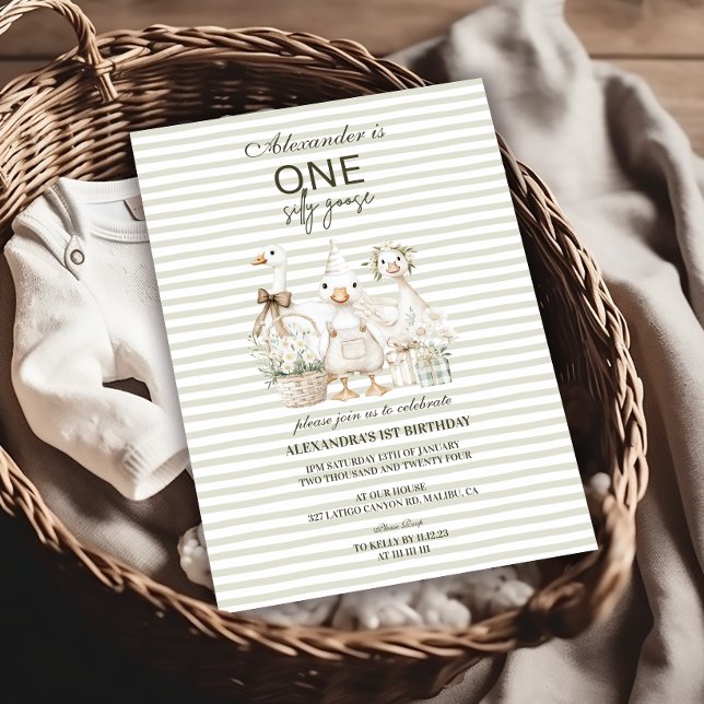 Convite Bobo Ganso primeiro aniversario - Faixa Verde (Criador carregado)