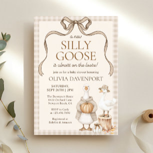 Convite Bobo Goose Storybook Fall Gingham Chá de fraldas
