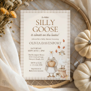 Convite Bobo Goose Storybook Fall Gingham Chá de fraldas