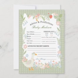 Convite Bobo Verde Ganso Floral Gingham Advice para Bebê