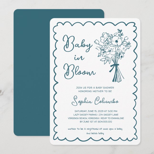 Convite Boca branca Desenha Buquê Flor Bebê em Sangue (Frente/Verso)