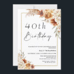 Convite Boca Laranja Queimada Pampas Grama Frame Dourado A<br><div class="desc">Boho Laranja Queimado Pampas Grama Frame Dourado Convite Aniversário 

Bohemian inspirou um convite de aniversário com dois arranjos florais cor de terra e laranja queimados com grama pampas e uma imagem caligráfica moderna como título. Ideal para quem procura um convite de aniversário inspirado na boêmia.</div>
