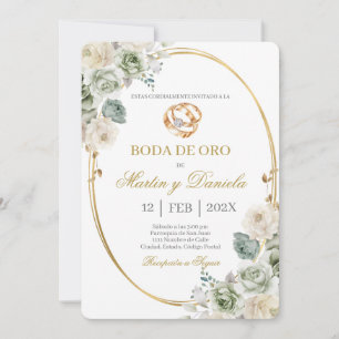 Convite Boda de oro con boho blanco