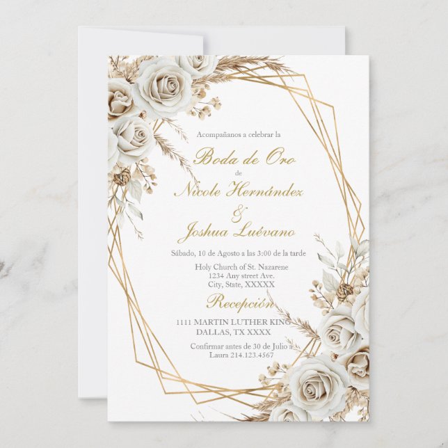 Convite Boda de oro wedding invitation (Frente)