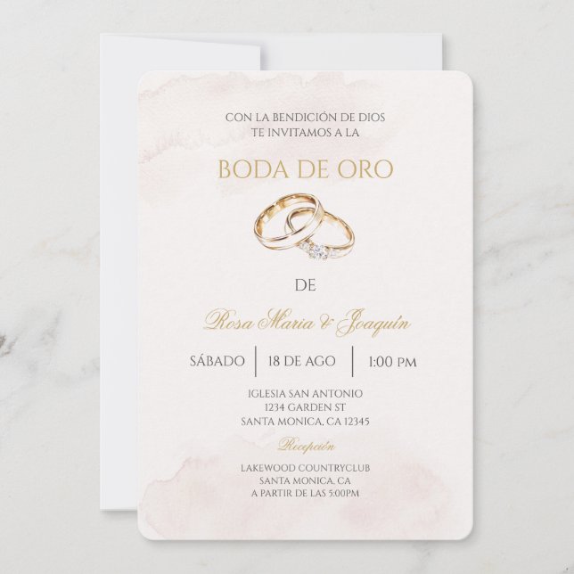 Convite Boda de ouro editável (Frente)