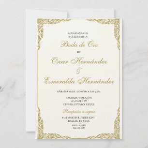 Convite Boda de ouro elegante editável