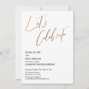 Convite Boda Simples Dourada para Celebrar