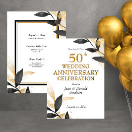 Convite Bodas de Ouro de 50 Anos de Casamento, Preto e Dou