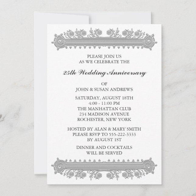 Convite Bodas de Prata 25º Aniversário de Casamento (Frente)