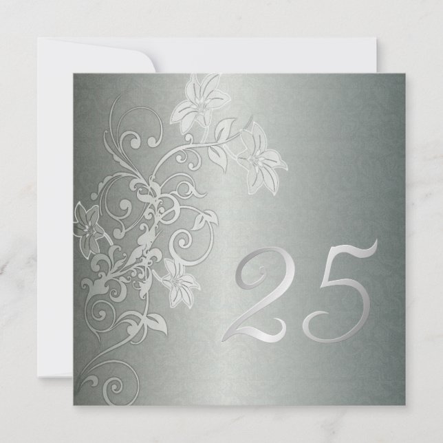 Convite Bodas de Prata 25 Anos de Flair Damask (Frente)