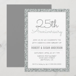 Convite Bodas de Prata de 25 Anos de Casamento Brilho Fals