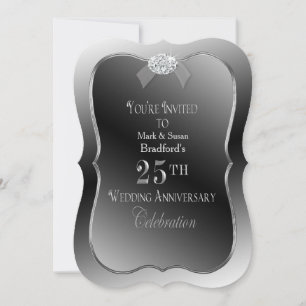 Convite Bodas de Prata de 25 Anos - Diamante Falso de Prat