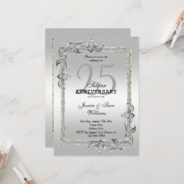Convite Bodas de Prata de Gemas e Brilho 25º Aniversário d