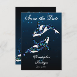 Convite Bodas na Praia com Baleias Orca Lindas Salve a Dat