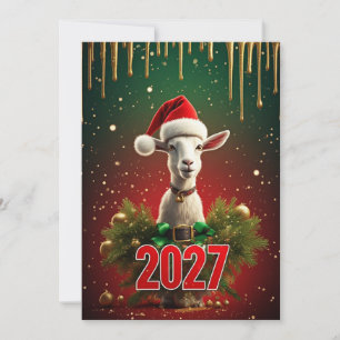 Convite Bode de Natal 2027 Saudação Divertida e Fofa de