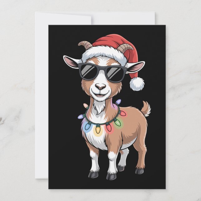 Convite Bode de Natal Chapéu do Papai Noel Óculos de Sol L (Frente)
