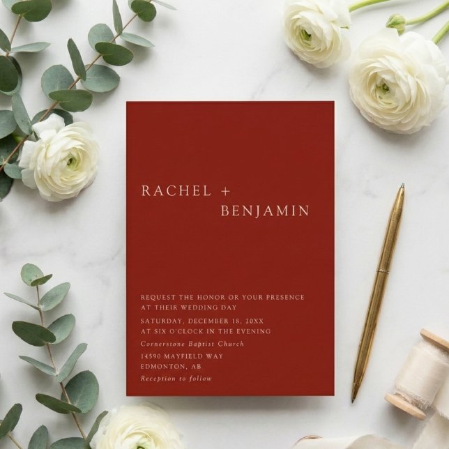 Convite Boêmia Elegante moderna Terracotta Wedding Invita (Criador carregado)