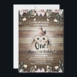 Convite Boêmia Feather Friends Owl & Bird Baby 1 rua Um<br><div class="desc">Personalizar para qualquer evento.</div>