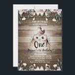 Convite Boêmia Feather Friends Owl & Bird Baby 1 rua Um<br><div class="desc">Personalizar para qualquer evento.</div>