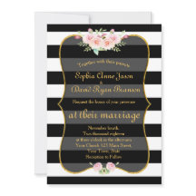 Boêmia Floral Dourada Black White Stripes Casament