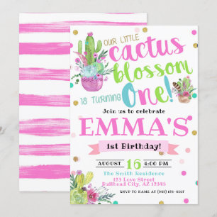 Convite Boêmian Cactus Blossom Um primeiro aniversario