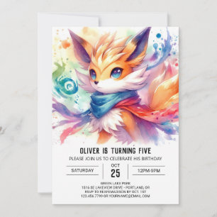 Convite Boêmian Editable Fox Birthday