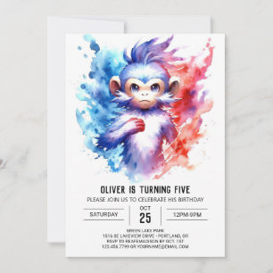 Convite Boêmian Monkey Aniversário Imprimível