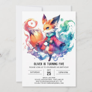 Convite Boêmian Rustic Fox Birthday