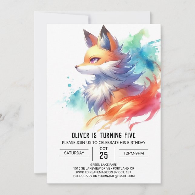 Convite Boêmian Rustic Fox Birthday (Frente)