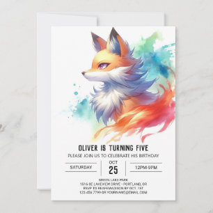 Convite Boêmian Rustic Fox Birthday
