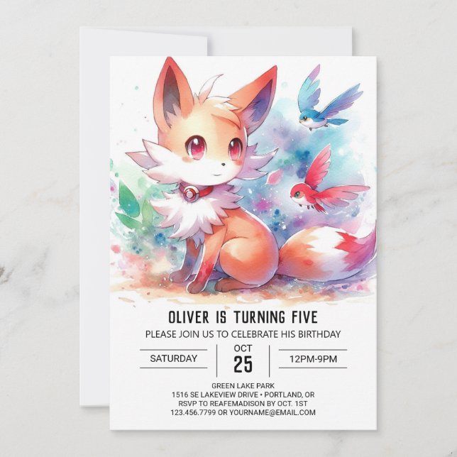 Convite Boêmian Rustic Fox Birthday (Frente)