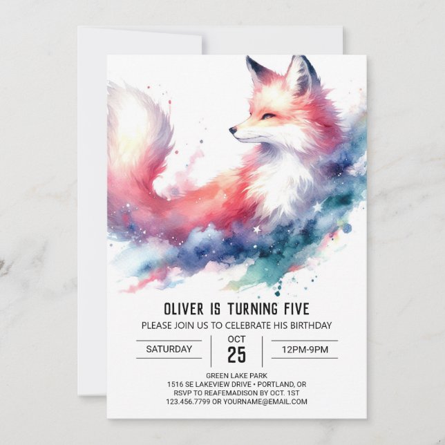 Convite Boêmian Rustic Fox Birthday (Frente)