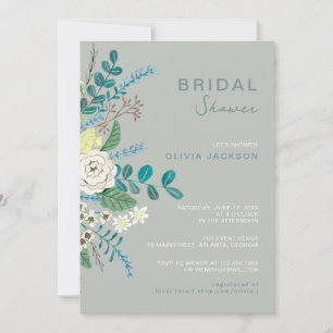 Convite Boêmian Sea Greens Flores Chic Floral Bridal 