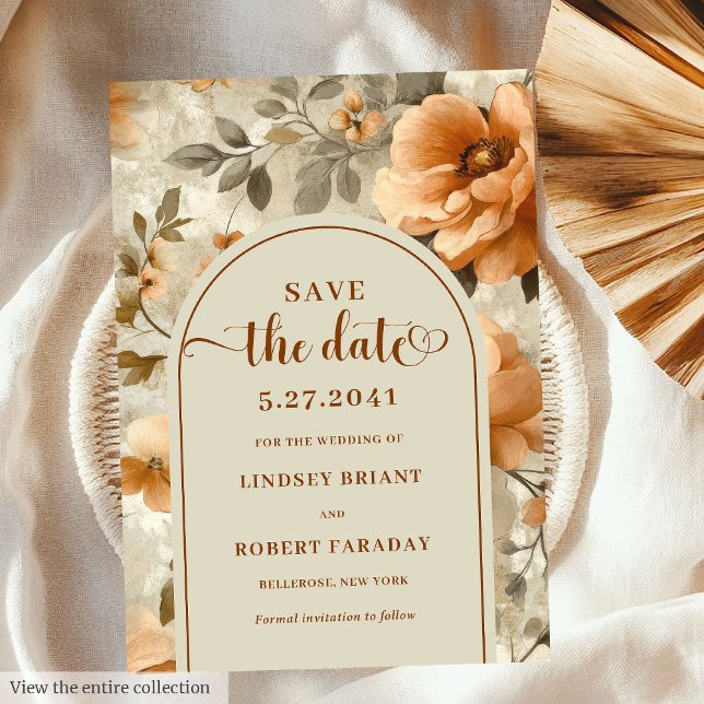 Convite Boêmio Boho Terroso Marfim Sage Floral Salvar Data (Bohemian Boho Earthy Ivory Sage Floral Save Date)