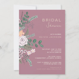 Convite Boêmio Verde & Mauve Chic Floral Flores Bridal